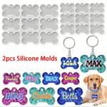2pcs Silicone Pet Tag Molds – DIY Resin Keychain & Necklace Pendant Mold Set storeone.co.za