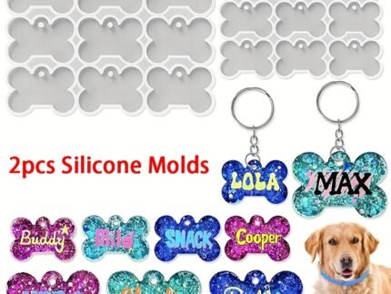 2pcs Silicone Pet Tag Molds – DIY Resin Keychain & Necklace Pendant Mold Set storeone.co.za
