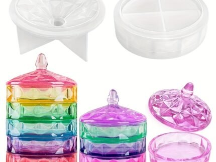 Stackable Faceted Resin Jar Mold with Lid – DIY Silicone Jewelry Storage Box Mold storeone.co.za
