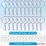 100pcs Silver Key Ring & Chain Set – DIY Keychain Making Craft Accessories Kit - Image 5