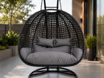Brucie Cacoon 2 Seater Swing Chair – Luxury Outdoor Wicker Hanging Egg Swing with Cushions storeone.co.za