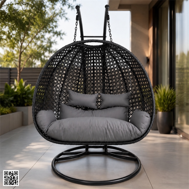 Brucie Cacoon 2 Seater Swing Chair – Luxury Outdoor Wicker Hanging Egg Swing with Cushions storeone.co.za