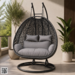 Brucie Cacoon 2 Seater Swing Chair – Luxury Outdoor Wicker Hanging Egg Swing with Cushions - Image 2