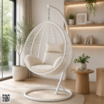 Tashly Round Swing Chair – Luxury Hanging Egg Chair with Stand & Plush Cushions storeone.co.za