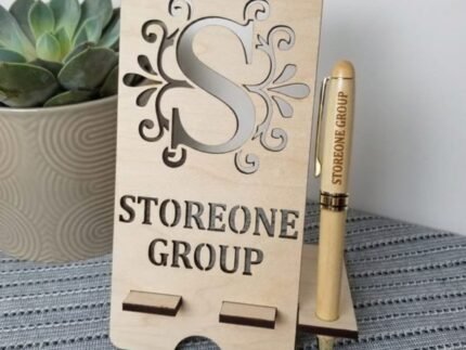 Personalized Laser Cut Wooden Phone Stand with Custom Name & Pen Holder storeone.co.za