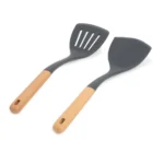 Six-piece silicone and bamboo kitchen utensil set