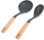 Six-piece silicone and bamboo kitchen utensil set